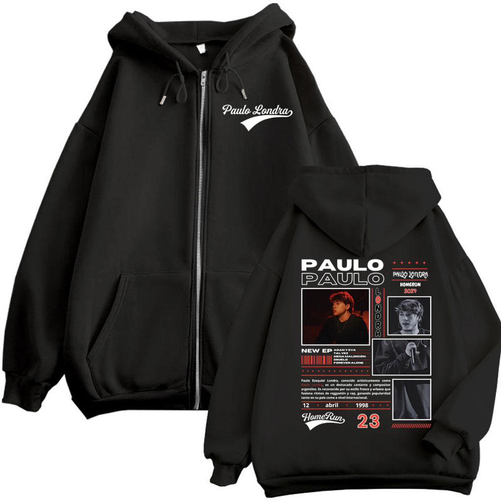 Mens Fashion Zip Up Hoodies - Рэпер Paulo Londra Homerun Album Merch