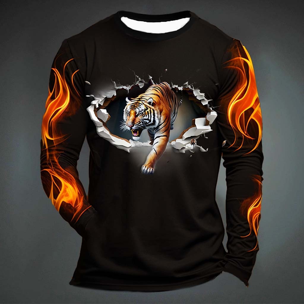 Mens Fashion Clothes - Забавная футболка с тигровым принтом для