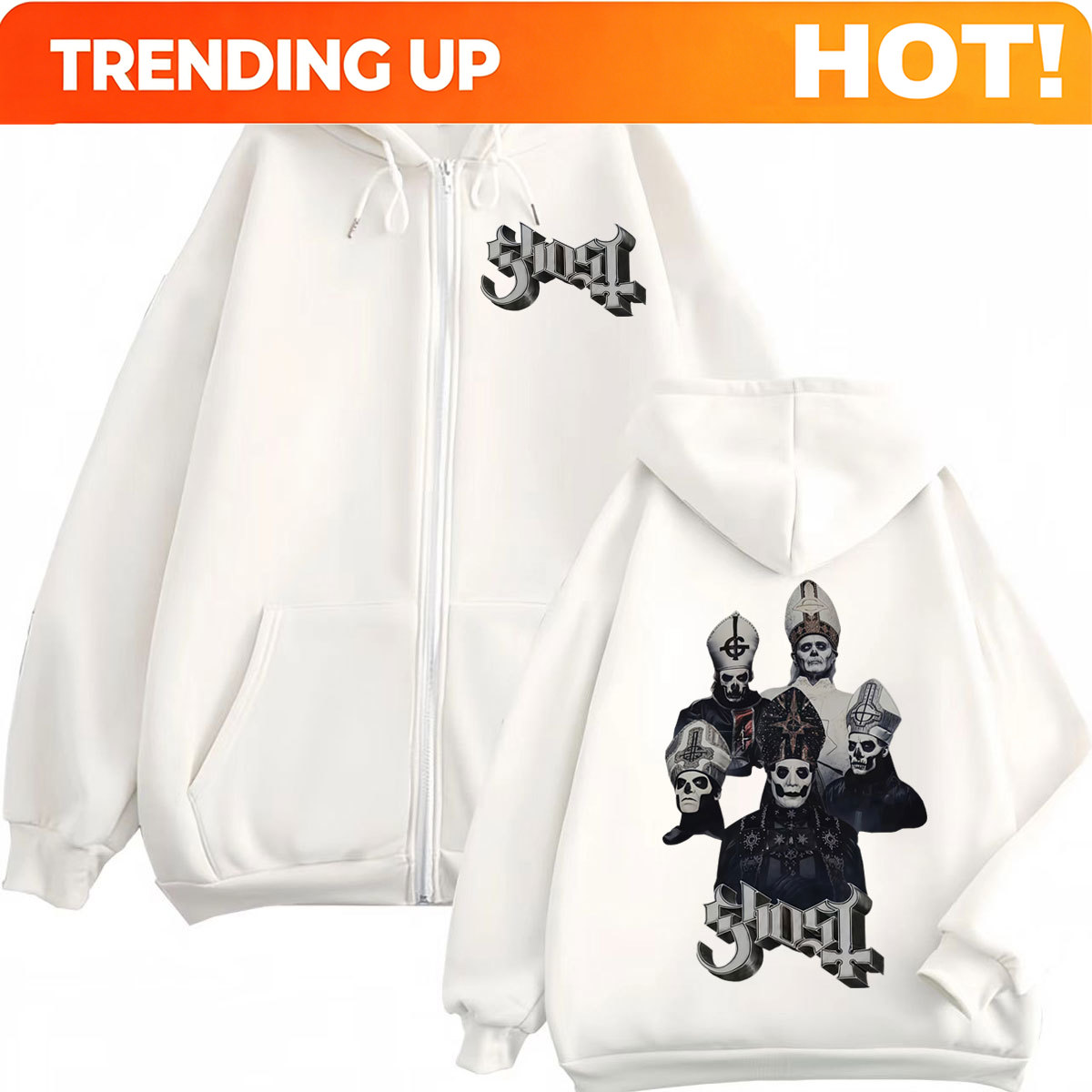 Mens Fashion Zip Up Hoodies - Горячая распродажа: Худи на молнии Ghost