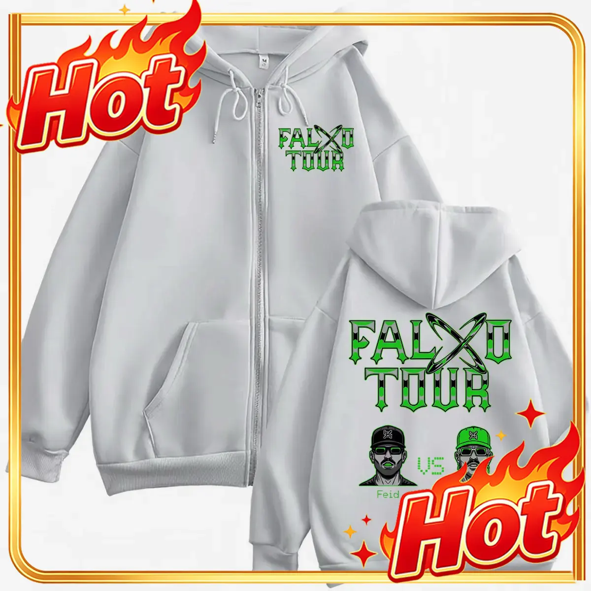 Mens Fashion Zip Up Hoodies - Худи на молнии Feid Vs Ferxxo