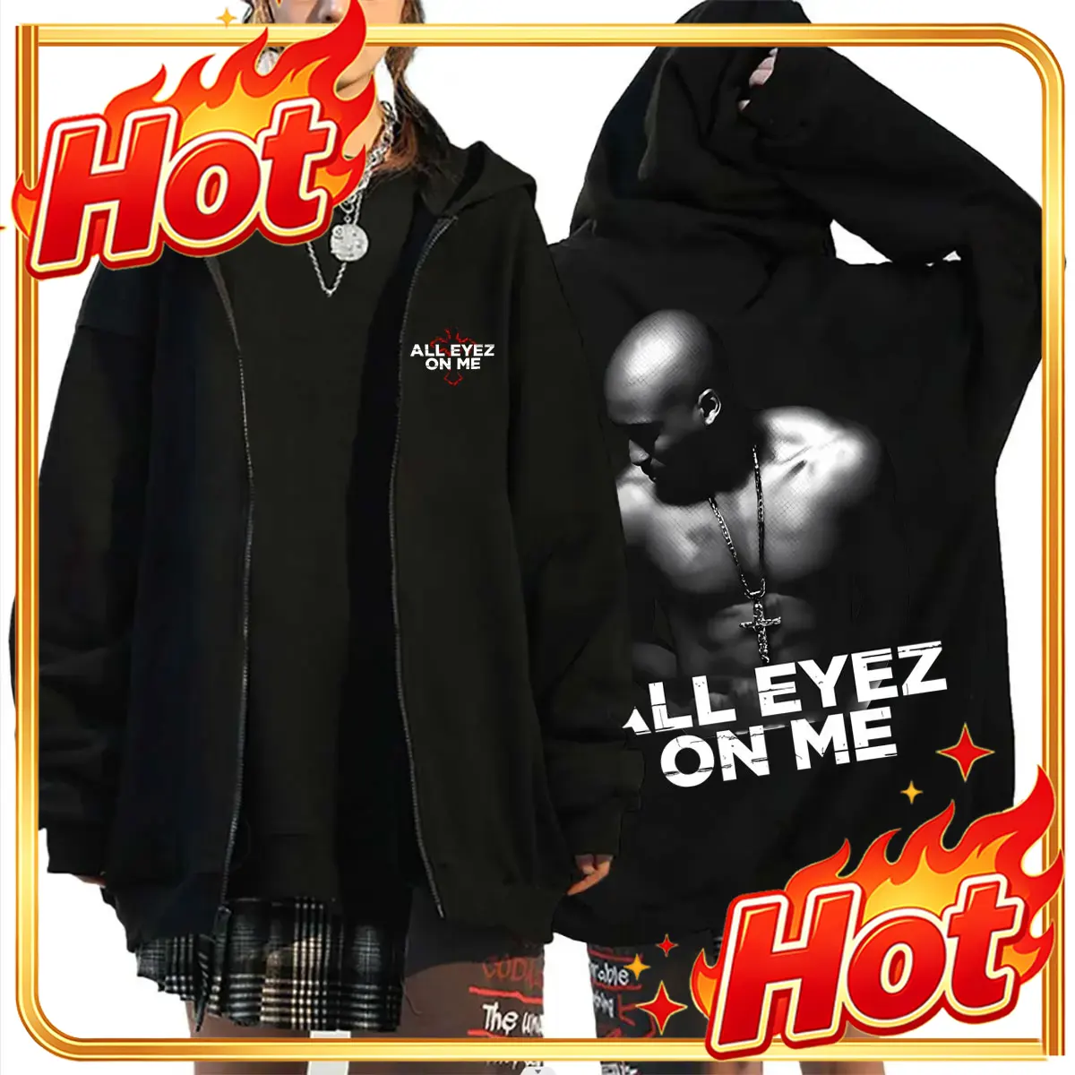 Рэпер Тупак Шакур, худи с крес – обзор и цена Mens Fashion Zip Up Hoodies